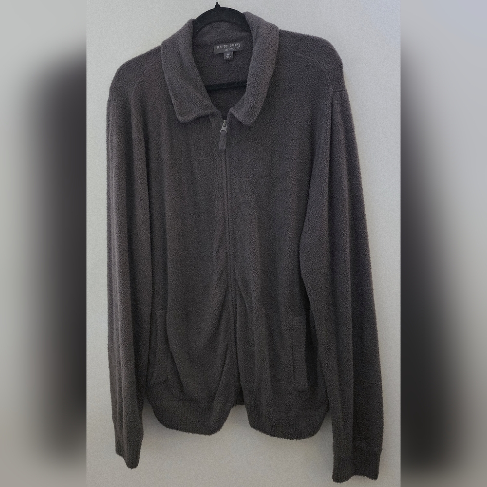 Barefoot Dreams CozyChic Lite Full‎ Zip Cardigan Dark Gray Women's 2X Soft Plush